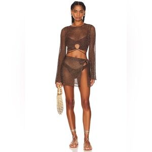 House of Harlow 1960 Brown Swim Sarong